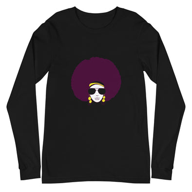 Purple Afro Lady Long Sleeve Tshirt